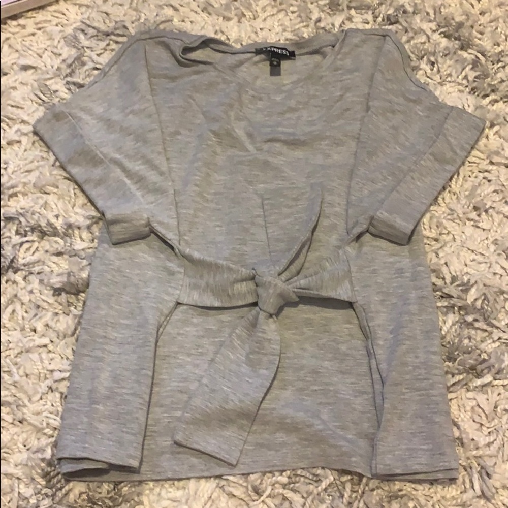 Express gray tie waist shirt
